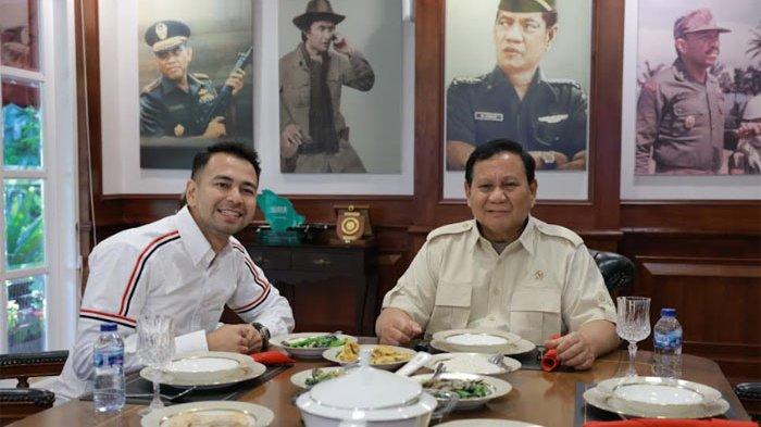 Artis Raffi Ahmad berkunjung ke kantor Menteri Pertahanan (Menhan) Prabowo Subianto di Jalan Medan Merdeka Barat, Jakarta Pusat, Senin (31/7/20323).