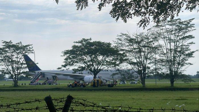 ANCAMAN BOM PENERBANGAN HAJI - Penumpang haji dalam penerbangan pesawat Saudia SV 5276 akan diterbangkan kembali menuju Bandara Soekarno Hatta Tangerang pada Rabu (18/6/2025) pagi, pasca mendapat ancaman bom.
