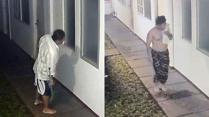 PENJAGA KOS ARYA - Tangkapan layar rekaman CCTV kamar kos diplomat Kemlu, Arya Daru Pangayunan di di Guest House Gondia di Jalan Gondangdia Kecil No. 22, Menteng, Jakarta Pusat (Jakpus). Tampak sosok penjaga kos mondar-mandir ngintip kamar Arya. Ia stres diperiksa sebagai saksi imbas terekam CCTV, Sabtu (12/7/2025). Belakangan diketahui bahwa nama penjaga kos tersebut adalah Siswanto.