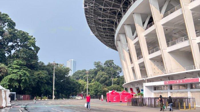 SUGBK STERIL - Stadion Utama Gelora Bung Karno (SUGBK), Senayan, Jakarta, Rabu (4/6/2025). Area dalam SUGBK mulai steril jelang laga Timnas Indonesia vs China besok.