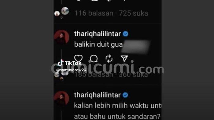Thariq Halilintar tagih hutang sambil berkata kasar, ia mengaku kesal karena pelaku kabur hingga singgung komitmen.