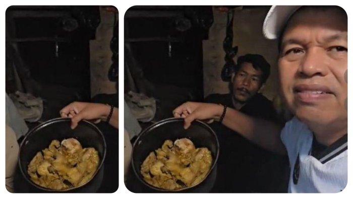AYAM HASIL MEMUNGUT - Gubernur Jawa Barat Dedi Mulyadi menunjukkan panci berisi ayam dari hasil memungut keluarga di TPA Sarimukti, Kabupaten Bandung Barat, Minggu (13/7/2025).
