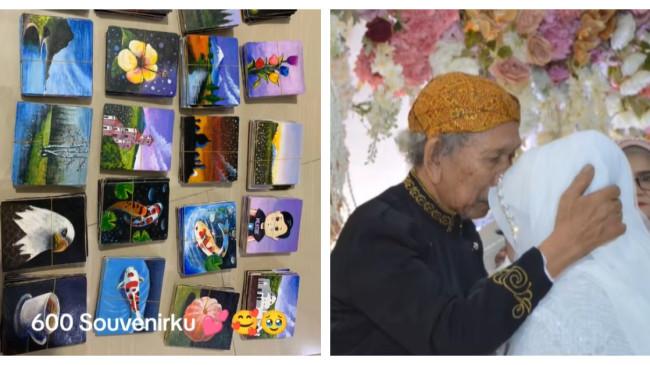Sosok Ayah di Tangerang Bikin Souvenir 'Mahal' untuk Pernikahan Putrinya, Lukisan Karya Sendiri