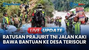 Ratusan Prajurit TNI Jalan Kaki Bawa Bantuan ke Desa Terisolir di Aceh, Sumut & Sumbar