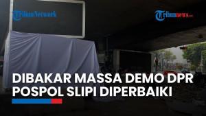 Pos Polisi Slipi yang Hangus Dibakar Massa Langsung Diperbaiki