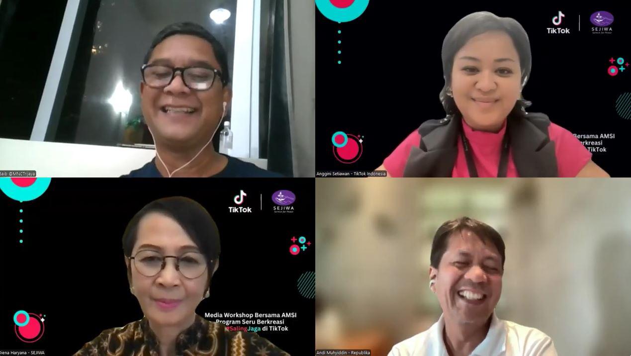KEAMANAN DUNIA DIGITAL - Tangkap layar Workshop AMSI dan TikTok tentang Keamanan Digital bagi Remaja yang digelar 31 Januari 2025. AMSI, TikTok dan SEJIWA menggelar workshop untuk meningkatkan kesadaran tentang pentingnya keamanan dunia digital bagi anak-anak dan remaja.