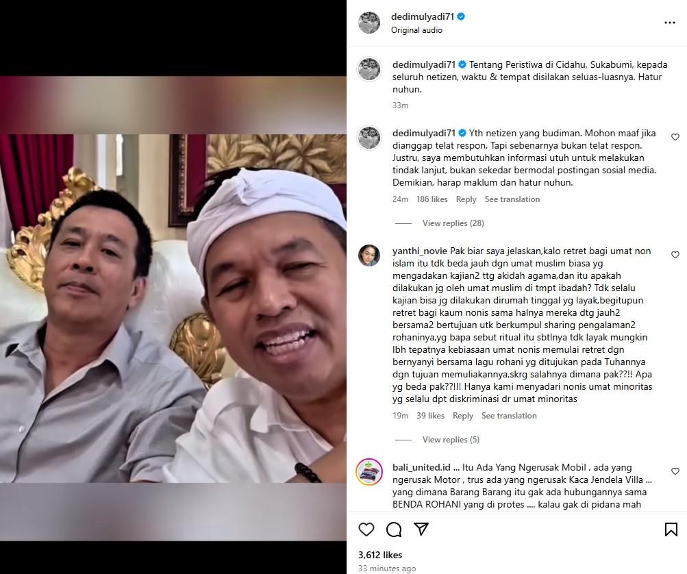 KDM menjelaskan penyebab dirinya telat merespons kasus perusakan tersebut.
