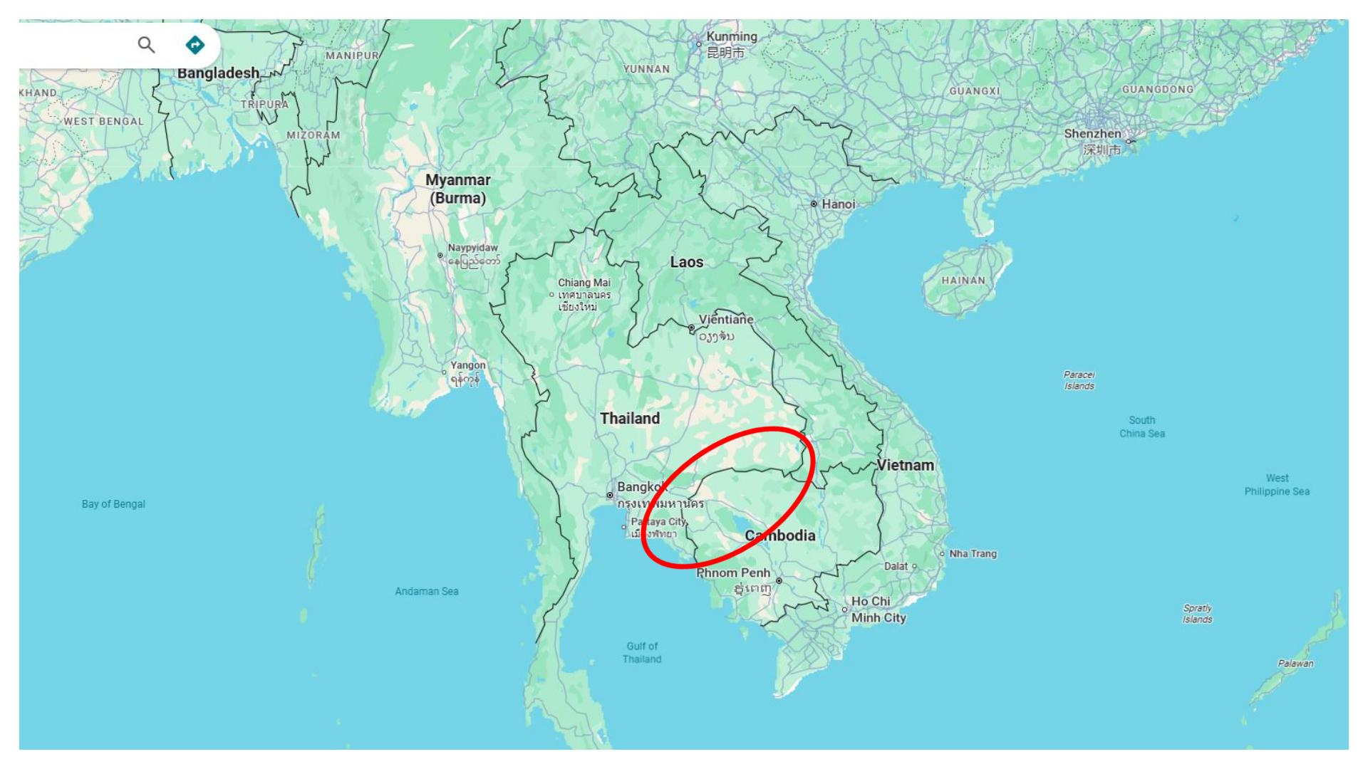 PERBATASAN THAILAND-KAMBOJA - Tangkap layar Google Maps pada 25 Juli 2025, memperlihatkan wilayah perbatasan antara Thailand dan Kamboja yang menjadi titik ketegangan antara kedua negara.