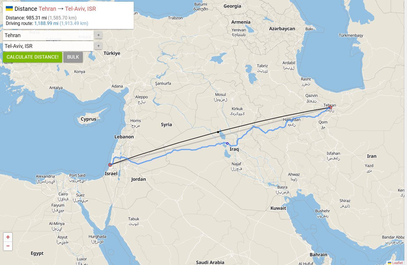 Peta Jarak Iran dan Israel Situasi di Irak, Suriah, dan Negara Lain