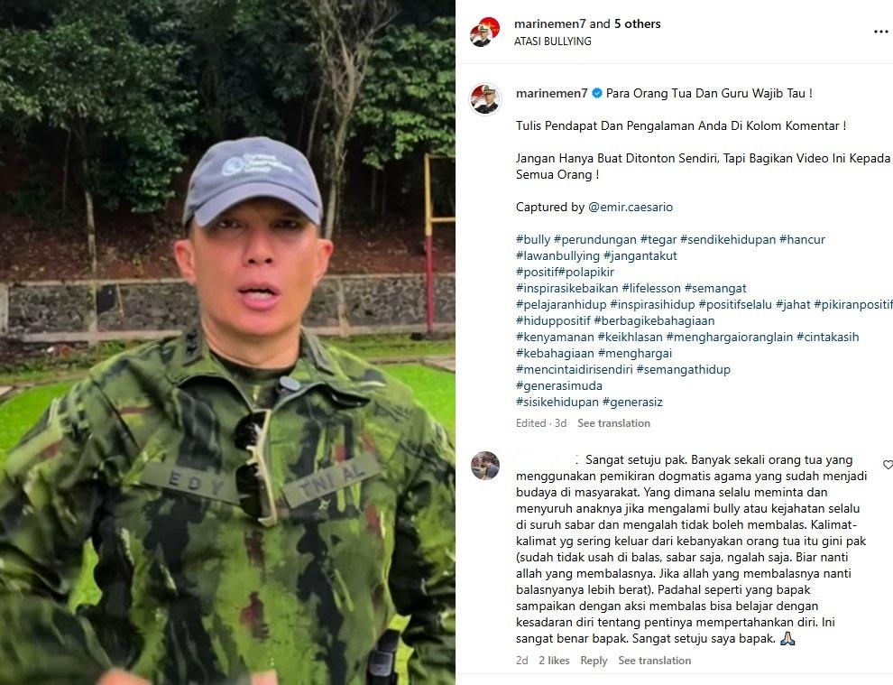 Tangkapan layar pernyataan Letkol Marinir Edy Effendi