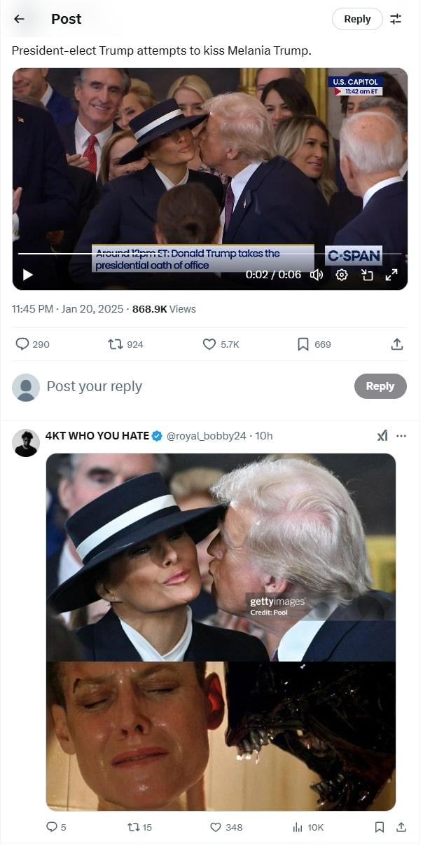 Tangkapan layar video Donald Trump dan Melania Trump