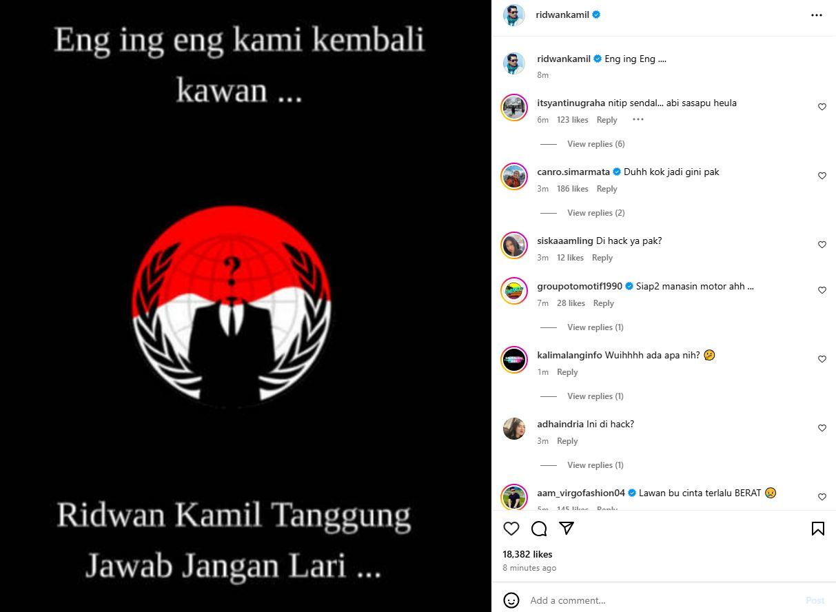 UNGGAHAN INSTAGRAM RK - Tangkap layar unggahan terbaru di akun Instagram Ridwan Kamil, Jumat (11/4/2025).