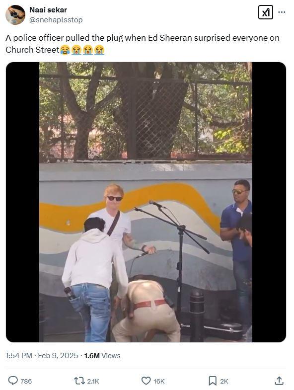 PERTUNJUKAN ED SHEERAN - Tangkap layar salah satu postingan tentang penampilan jalanan Ed Sheeran yang viral di X. Video itu dilihat lebih dari 1,6 juta kali.