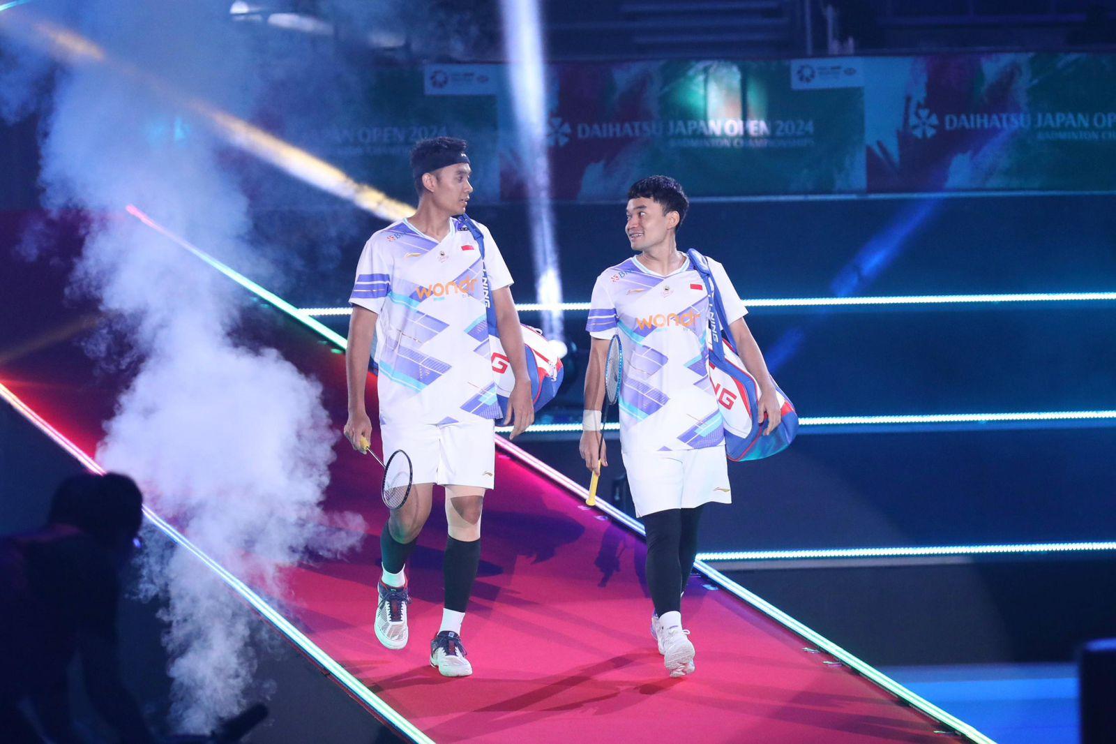 LEO/BAGAS - Langkah Leo Rolly Carnando/Bagas Maulana, terhenti di babak semifinal Japan Open 2024 gegara kalah dari ganda putra Malaysia, Goh Sze Fae/Nur Izzuddin, Sabtu (24/8/2024) di Yokohama Arena. (Foto Arsop Agustus 2024). (Dok. PBSI).