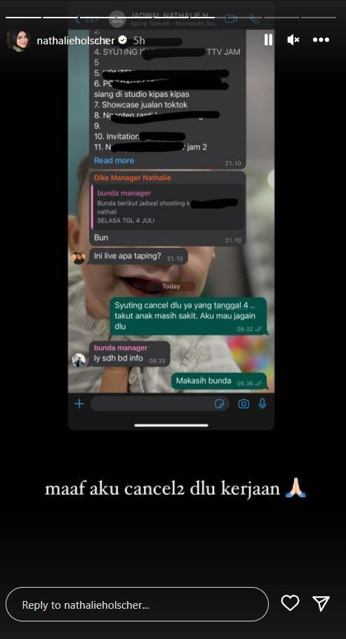 Nathalie Holscher rela membatalkan kontrak kerja