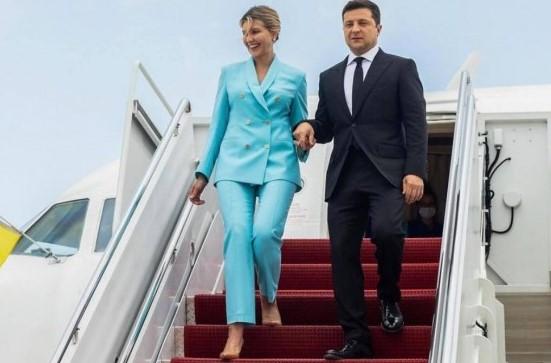 Presiden Ukraina Volodymyr Zelensky dengan Ibu Negara Ukraina Elena Zelenskaya