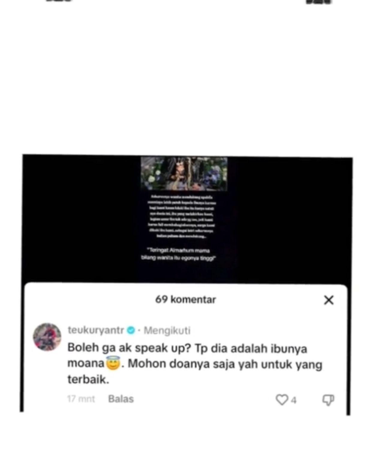 Tangkapan layar komentar Teuku Ryan.