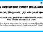 Dianjurkan bagi Umat Muslim, Ini Doa Niat Puasa Rajab Beserta Artinya