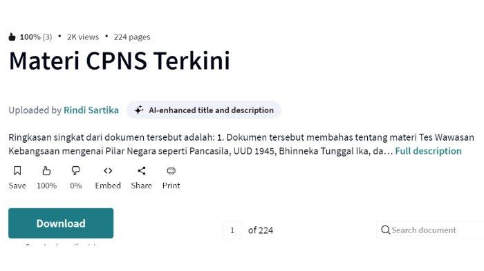 10 E-Book CPNS 2024 Gratis, Langsung Download Tanpa Buat Akun