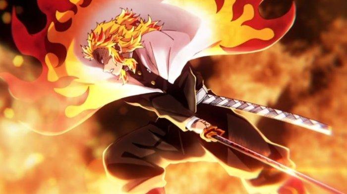 14 Warna Pedang Pembasmi Iblis Paling Terkenal di Demon Slayer: Ada Milik Sanemi hingga Tanjiro. 
Kyojuro Rengoku  dalam Demon Slayer