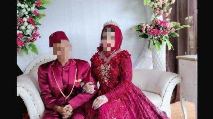 AK (26) dan ESH alias Adinda Kanza saat menikah, Minggu (5/5/2024)