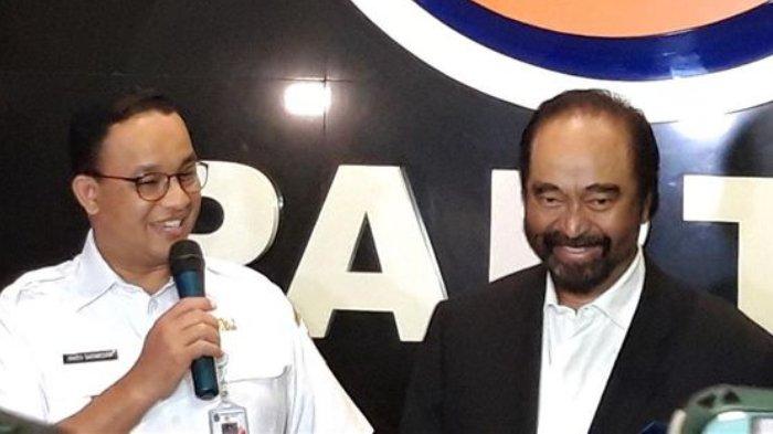 Gubernur DKI Jakarta Anies Baswedan dan Ketua Umum Partai Nasdem Surya Paloh, di Kantor DPP Partai Nasdem, Rabu (24/7/2019).