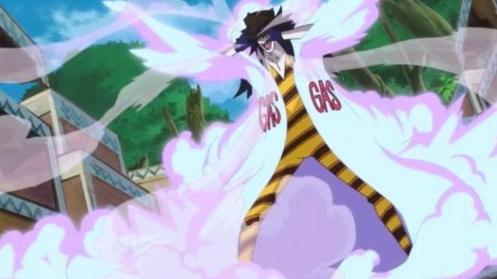 Caesar Clown dan buah iblis miliknya dalam serial One Piece