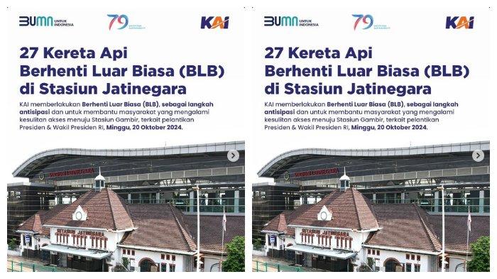 Simak kereta api yang BLB di Stasiun Jatinegara saat pelantikan presiden dan wakil presiden terpilih pada Minggu (20/10/2024).