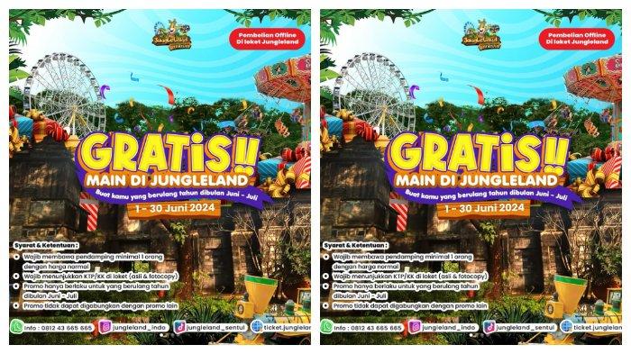 Promo gratis masuk JungleLand bagi yang ultah di bulan Juni.