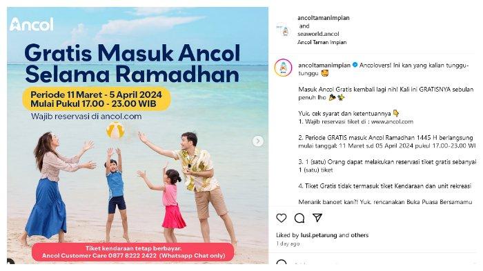 Ancol memberikan gratis tiket masuk bagi pengunjung selama Ramadan 2024.