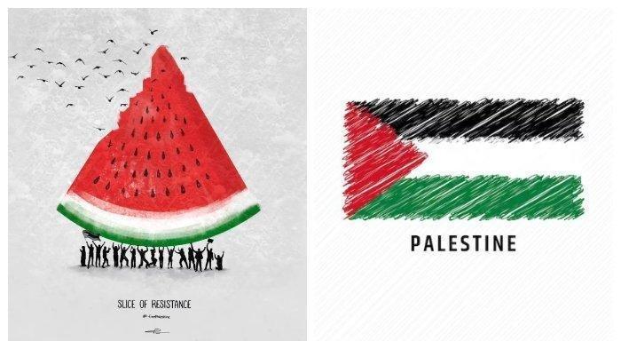 Ilustrasi/Warna Buah Semangka dan Bendera Palestina yang Mirip