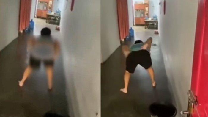 Kolase aksi emak-emak yang pelorotkan celana dan pamr bokong saat ditagih utang.