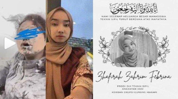 Sosok Zhafirah Zahrim Febrina, korban erupsi Gunung Marapi yang menghembuskan nafas terakhir di RSUP M Djamil Padang, Minggu (17/12/2023) sore.