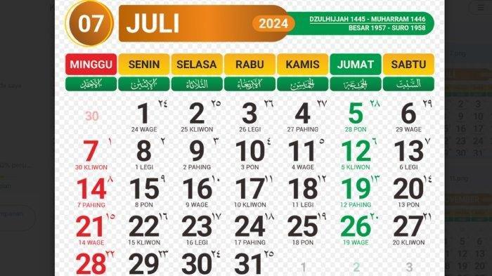 Kalender Jawa bulan Juli 2024