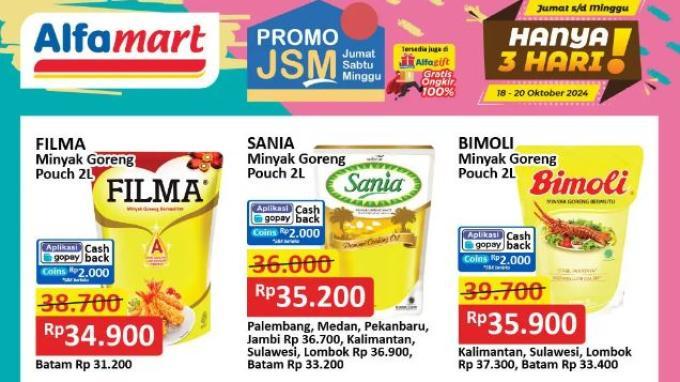 Katalog Promo JSM Alfamart 18-20 Oktober 2024 Minyak Goreng 2L Berbagai Merek Cuma Rp30 Ribuan Saja