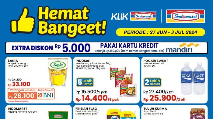 Katalog Promo JSM Indomaret 28-30 Juni 2024: Minyak Goreng 2L Rp33.1000, pakai BNI jadi Rp28.100