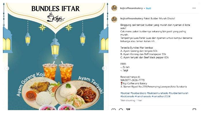 Simak menu bukber di Koji Coffee and Eatery Solo
