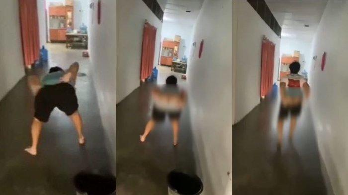 Kolase aksi emak-emak yang pelorotkan celana dan pamr bokong saat ditagih utang.