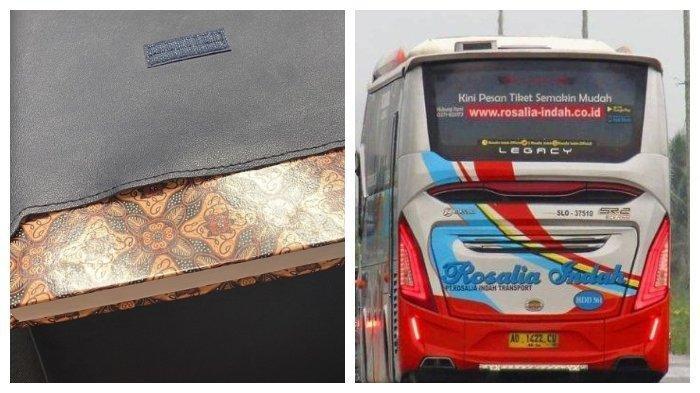 Kolase foto: laptop penumpang bus Rosalia Indah yang sudah ditukar dengan buku