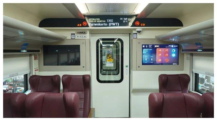 Tampilan PIDS pada Kereta Eksekutif Stainless Steel New Generation Argo Bromo Anggrek.