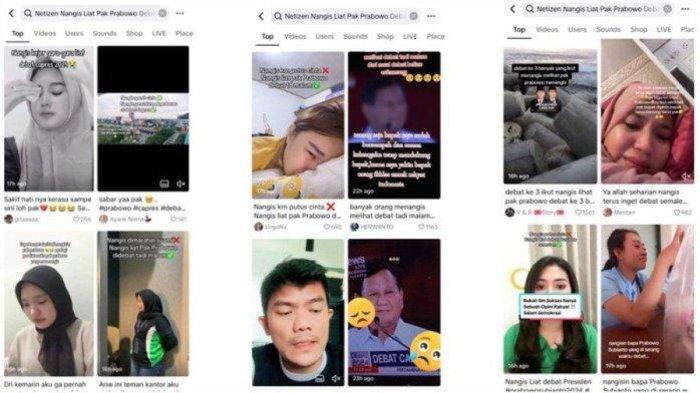 Pasca debat capres, Minggu (7/1/2024) lalu, bermunculan di media sosial respons simpatik dari warganet kepada capres Prabowo Subianto. Sejak Senin (8/1/2024) hingga hari ini, Selasa (9/1/2024), postingan warganet menangis ini terus bertambah.