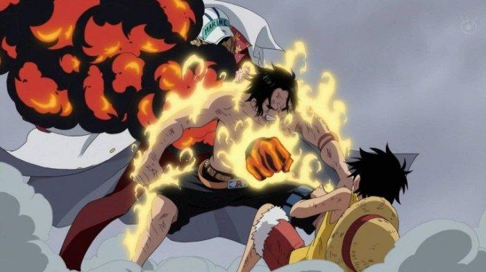 Portgas D Ace yang melindungi Luffy dalam perang Marineford di One Piece