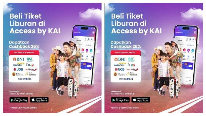 KAI menawarkan cashback hingga 25 persen untuk pembelian tiket kereta api melalui aplikasi Access by KAI.