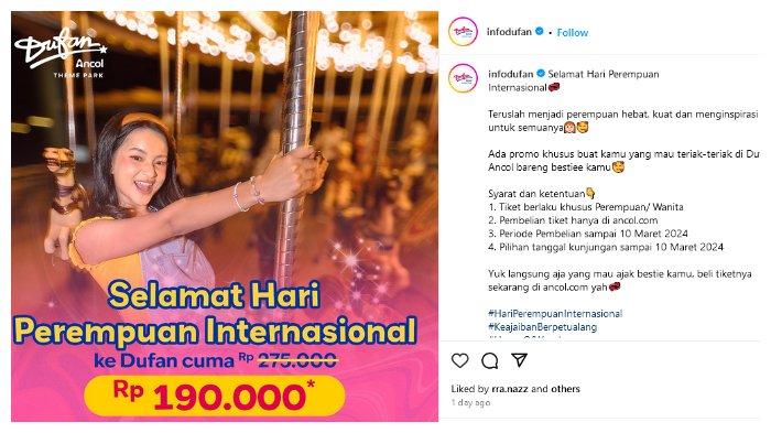 Dufan memberikan potongan harga dalam rangka memperingati Hari Perempuan Sedunia.