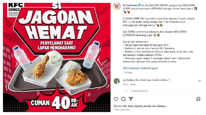 Promo Jagoan Hemat KFC makan kenyang berdua cukup bayar Rp 40.000.