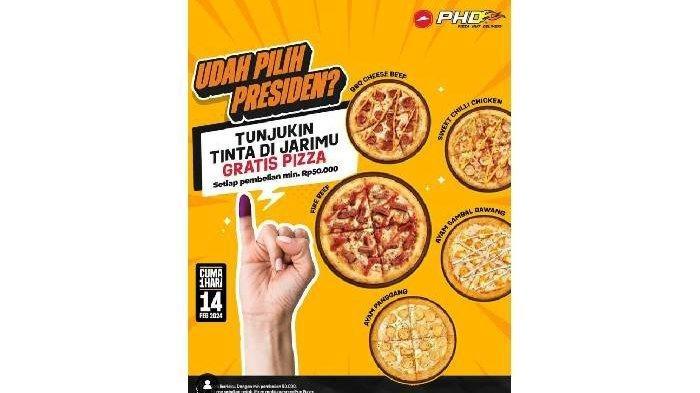 Promo Pizza Hut Spesial Pemilu 2024: Cuma Tunjukkan Tinta Jari Bisa Dapat Pizza Gratis