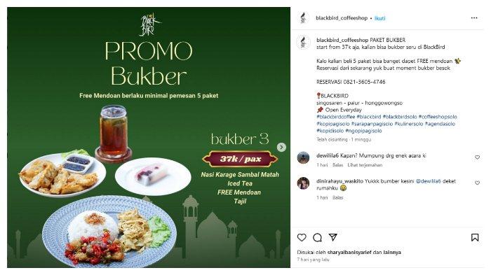 Simak menu bukber di kedai kopi blackbird