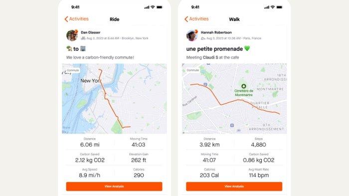 Tampilan aplikasi Strava