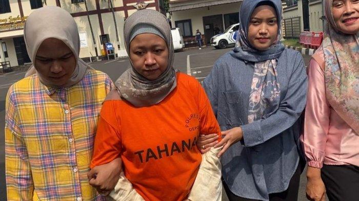 Tersangka Meita Irianty saat ditampilkan dalam jumpa pers di Polres Metro Depok, Kamis (1/8/2024)