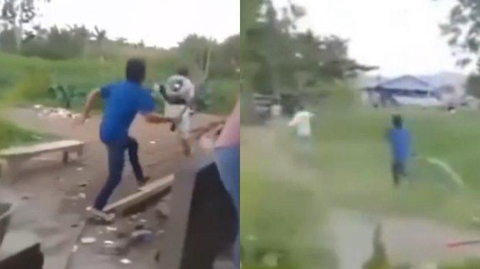 VIRAL Pria Acungkan Parang saat Ditagih Hutang, Penagih Lari Kocar-kacir